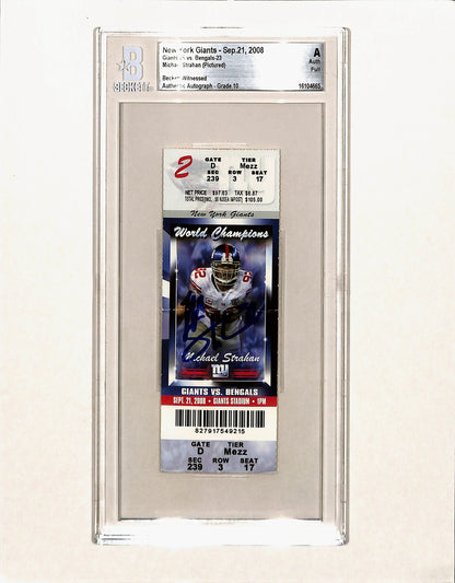 Michael Strahan Signed New York Giants Ticket Stub Beckett Slabbed