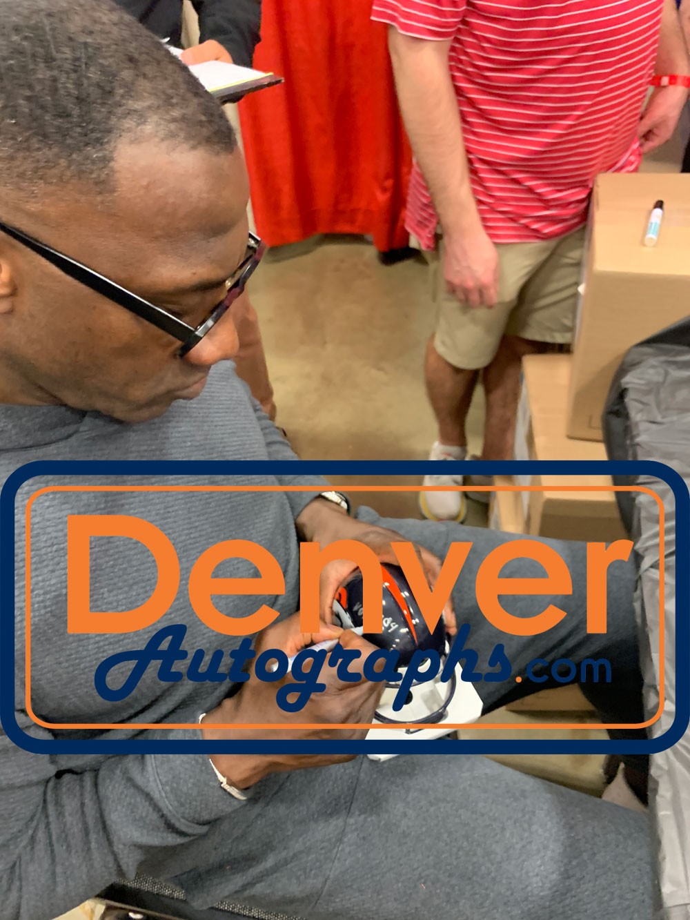 Shannon Sharpe Autographed Denver Broncos Throwback VSR4 Mini Helmet
