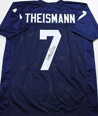 Joe Theismann Autographed Navy Blue College Style Jersey - CHOF Inscription