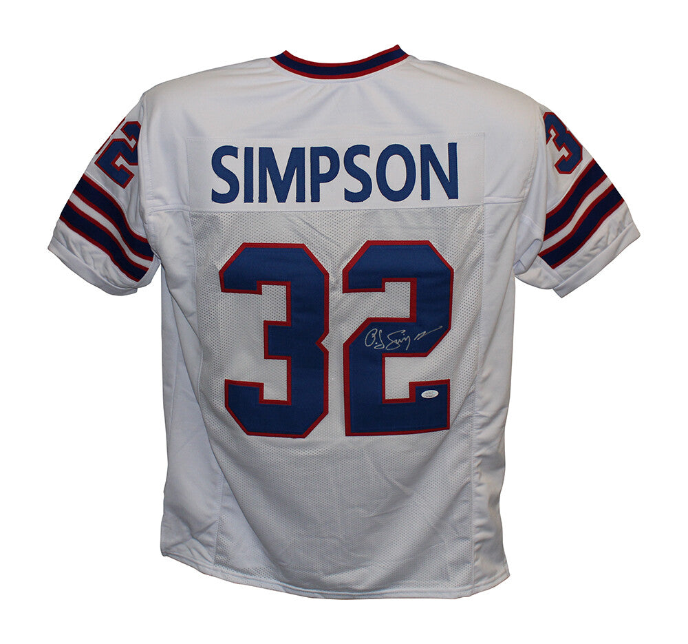 O.J. Simpson Signed Buffalo Bills Custom White Football Jersey JSA