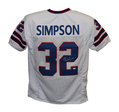 O.J. Simpson Signed Buffalo Bills Custom White Football Jersey JSA