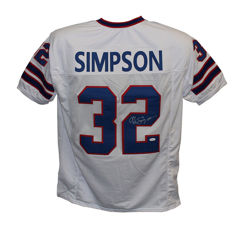 O.J. Simpson Signed Buffalo Bills Custom White Football Jersey JSA