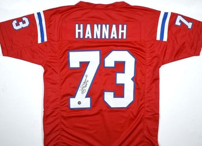 John Hannah Signed New England Patriots Style Red Custom Jersey