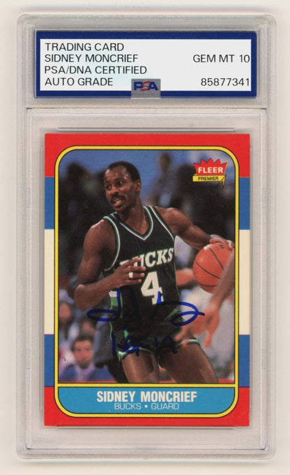 Sidney Moncrief Signed 1986-87 Fleer #75 Basketball Card PSA 10 Auto