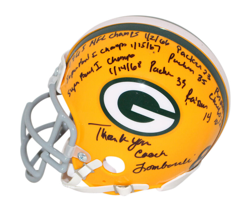 Dave Robinson Signed Green Bay Packers Mini Helmet 10 Stat Inscriptions BAS