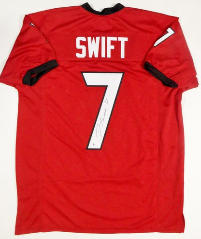 D'Andre Swift Autographed Red Custom College Style Jersey