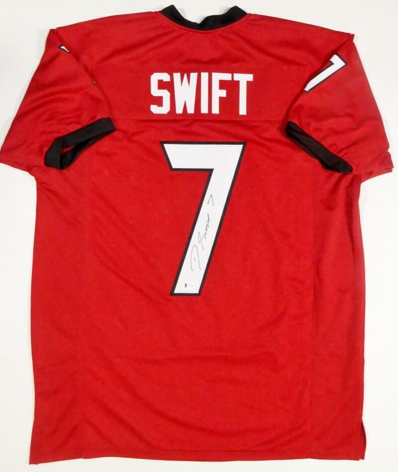 D'Andre Swift Autographed Red Custom College Style Jersey