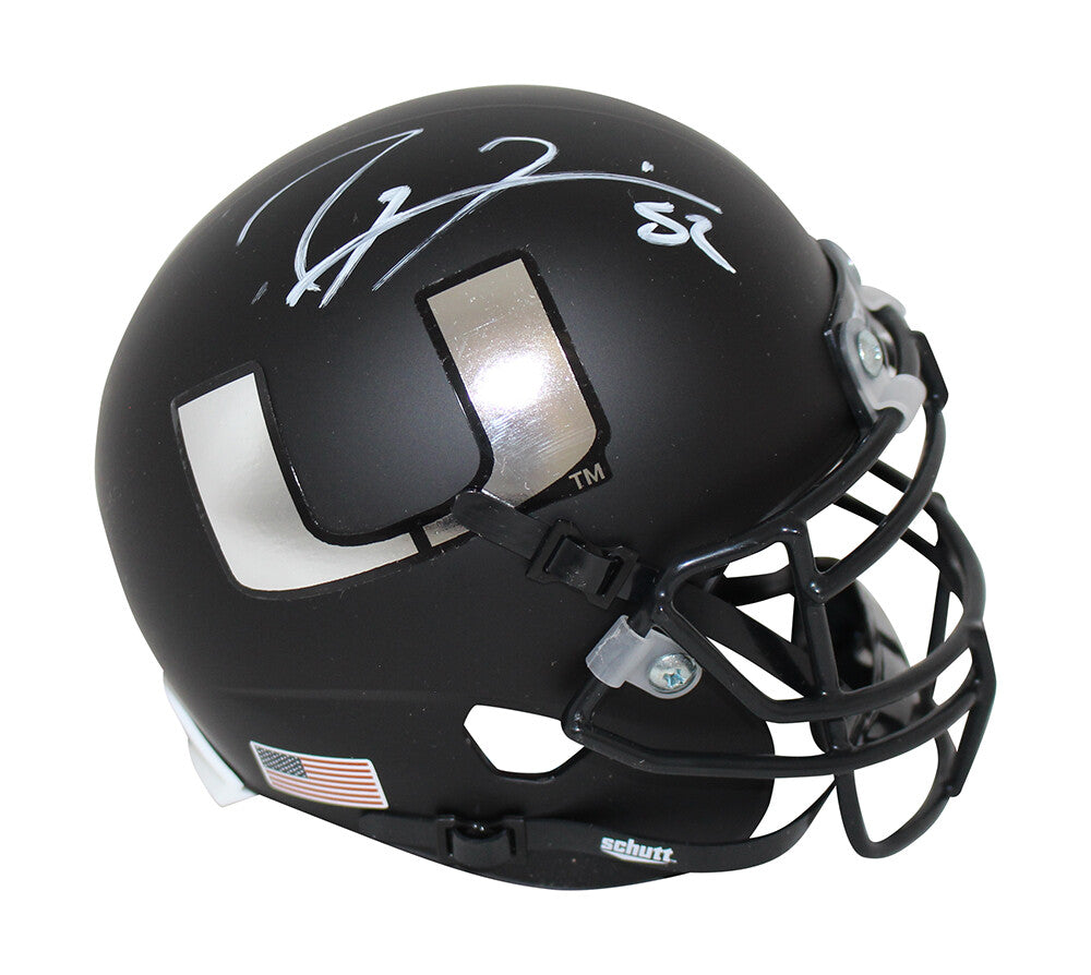 Ray Lewis Signed Miami Hurricanes Schutt Black Mini Helmet (Beckett)