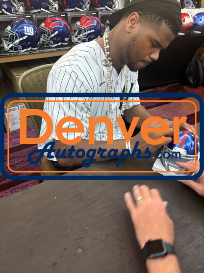 Abdul Carter Signed New York Giants Mini Helmet Beckett BAS