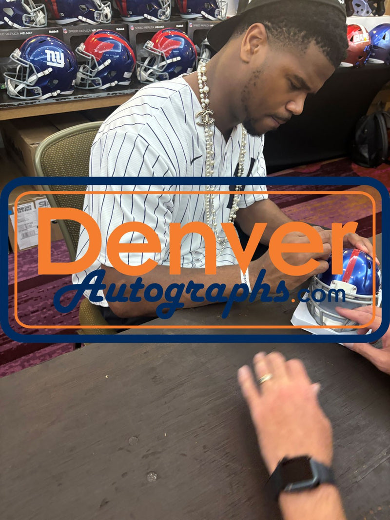 Abdul Carter Signed New York Giants Mini Helmet Beckett BAS