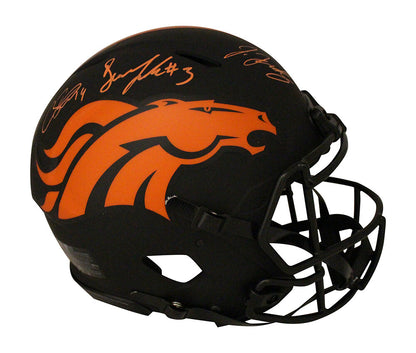 Drew Lock, Courtland Sutton & Jerry Jeudy Signed Broncos Eclipse FS Helmet