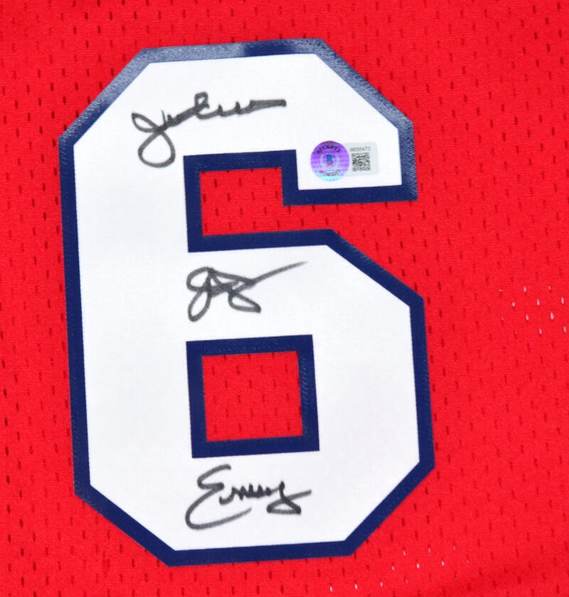 Julius Erving Autographed Philadelphia 76ers Red Mitchell & Ness Jersey