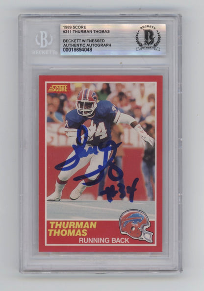 Thurman Thomas Signed 1989 Score Rookie Card #211 (BGS Authenticated)