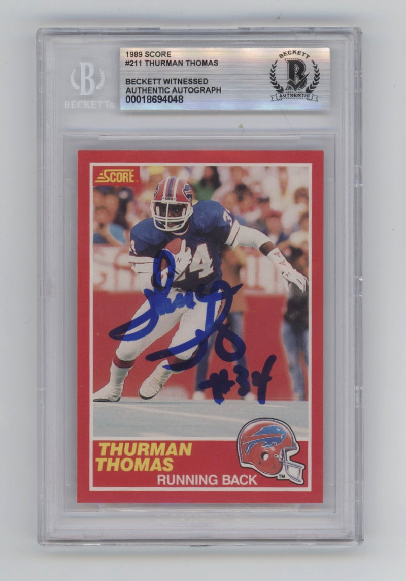 Thurman Thomas Signed 1989 Score Rookie Card #211 (BGS Authenticated)
