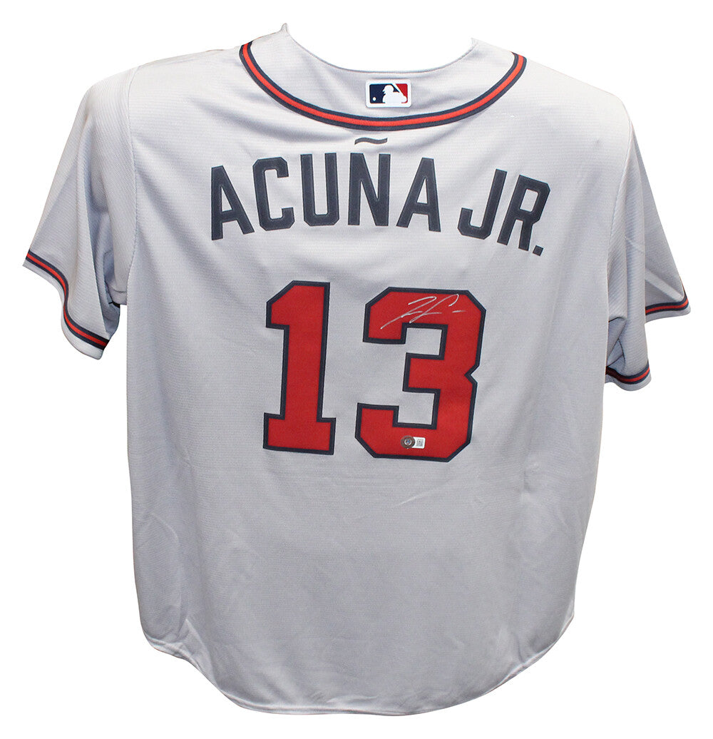 Ronald Acuna Autographed Atlanta Braves Grey Jersey