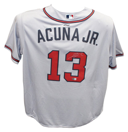 Ronald Acuna Autographed Atlanta Braves Grey Jersey