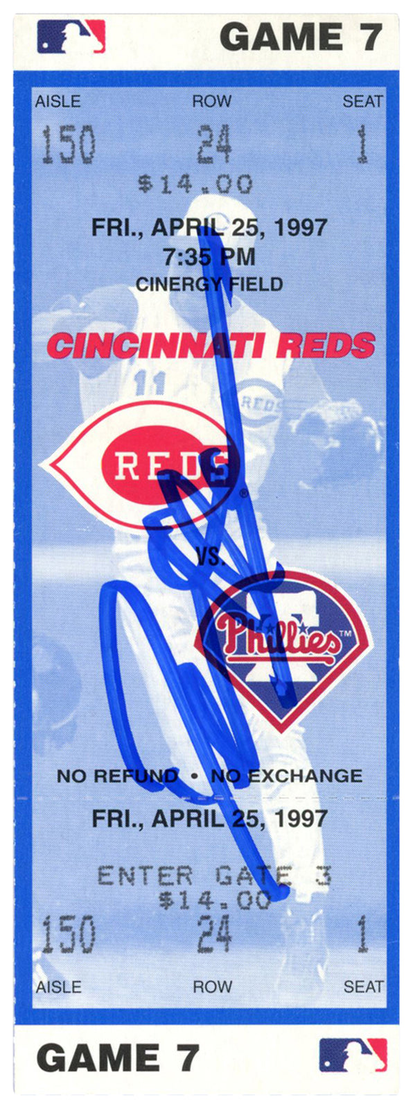Deion Sanders Signed Cincinnati Reds 4/25/1997 Ticket Stub (BAS)