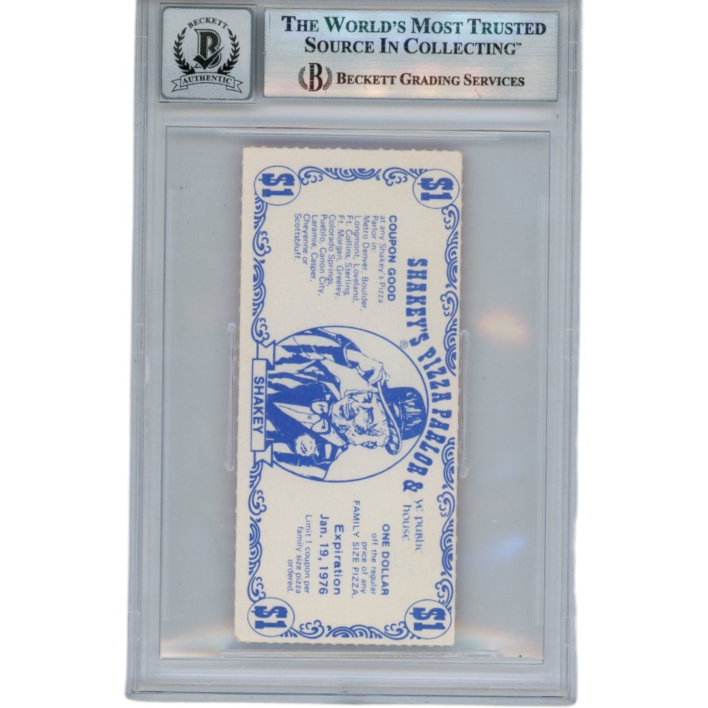 Randy Gradishar Signed 1975 Broncos vs Packers Ticket Stub (1st INT) BAS Slab
