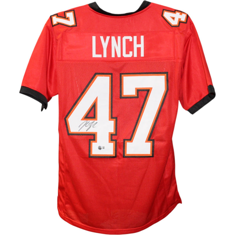 John Lynch Autographed Pro Style Red Football Jersey (BAS COA)