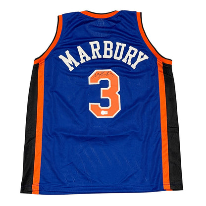 Stephon Marbury Signed New York Knicks Custom Blue Jersey (BAS COA)