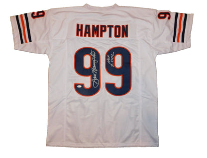 Dan Hampton Signed Chicago Bears White Custom Jersey JSA (HOF 2002)