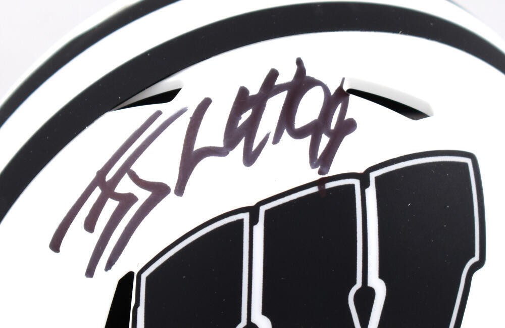 JJ Watt Signed Wisconsin Badgers Lunar Speed Mini Helmet