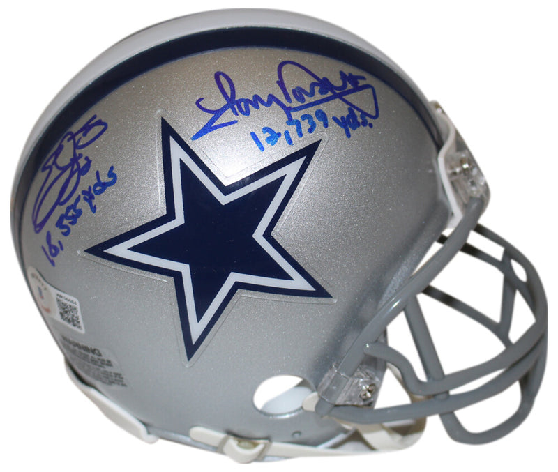 Emmitt Smith & Tony Dorsett Signed Dallas Cowboys VSR4 Mini Helmet