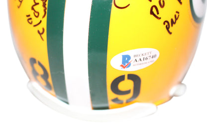Dave Robinson Signed Green Bay Packers Mini Helmet 10 Stat Inscriptions BAS