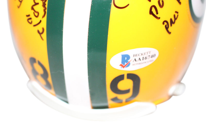 Dave Robinson Signed Green Bay Packers Mini Helmet 10 Stat Inscriptions BAS