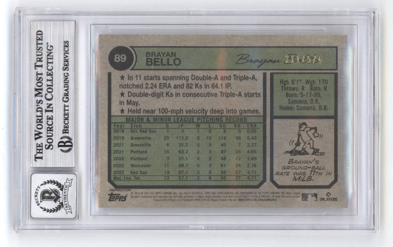 Brayan Bello Signed 2023 Topps Heritage Chrome Silver Refractor RC BGS 10