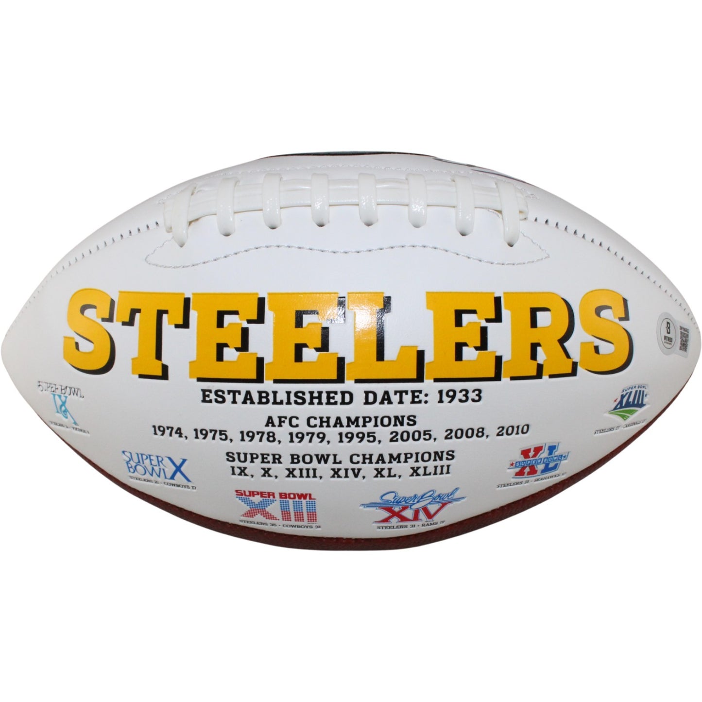 Jack Lambert Signed Pittsburgh Steelers Logo Football (HOF Inscription)
