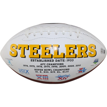 Jack Lambert Signed Pittsburgh Steelers Logo Football (HOF Inscription)