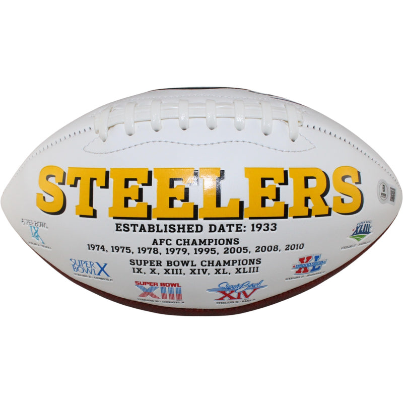 Jack Lambert Signed Pittsburgh Steelers Logo Football (HOF Inscription)