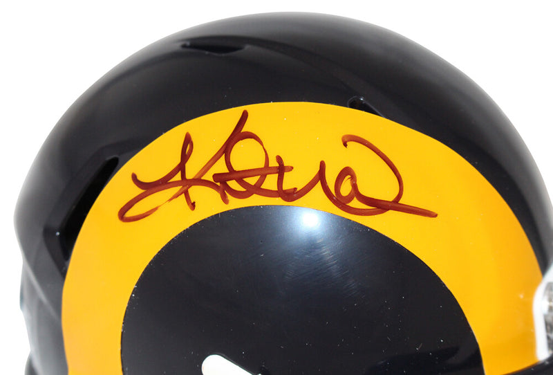 Kurt Warner Signed Los Angeles Rams Throwback Speed Mini Helmet BAS COA