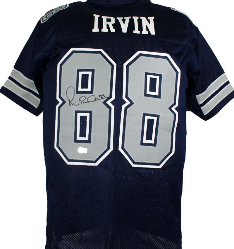 Michael Irvin Autographed Blue and Grey Custom Jersey