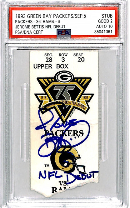 Jerome Bettis Signed Ticket Stub (NFL Debut) Los Angeles Rams PSA