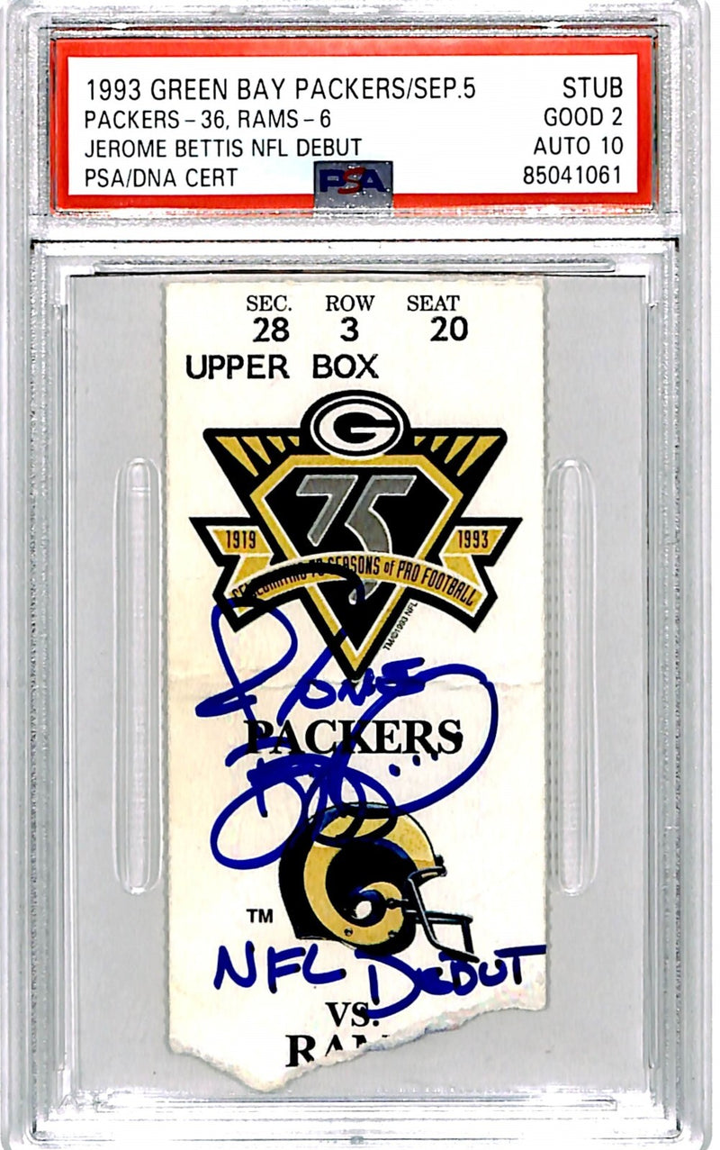 Jerome Bettis Signed Ticket Stub (NFL Debut) Los Angeles Rams PSA