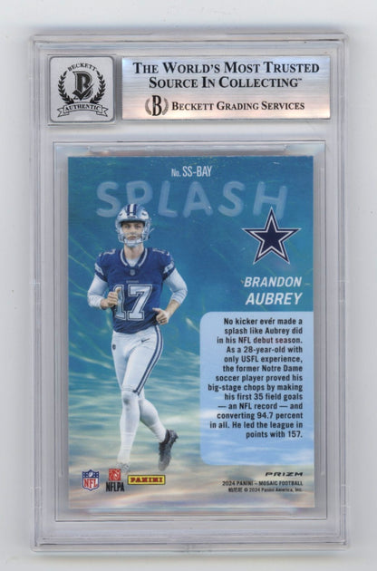 Brandon Aubrey Signed 2024 Panini Mosaic Splash Trading Card BGS 10 Auto