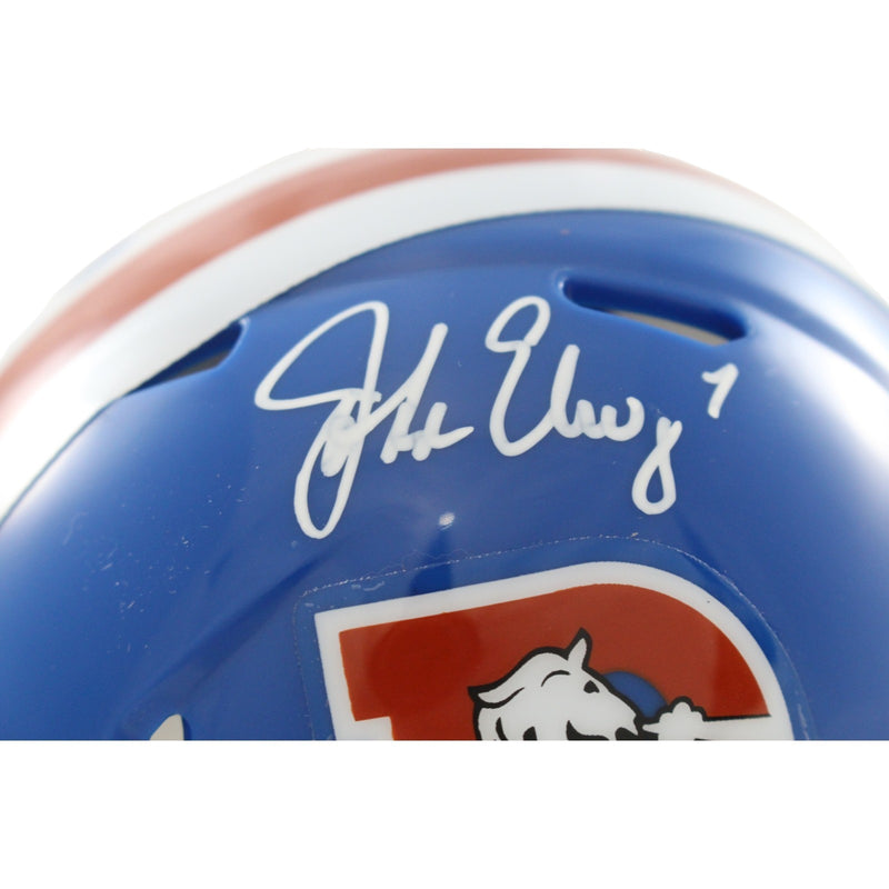 John Elway Denver Broncos Signed Throwback Mini Helmet Beckett Witnessed
