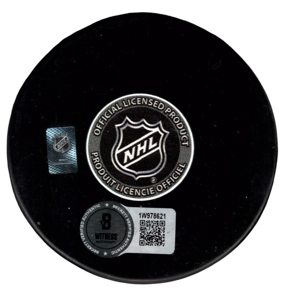 Ken Morrow Signed New York Islanders Puck w/ 4x Cup Inscriptions BAS