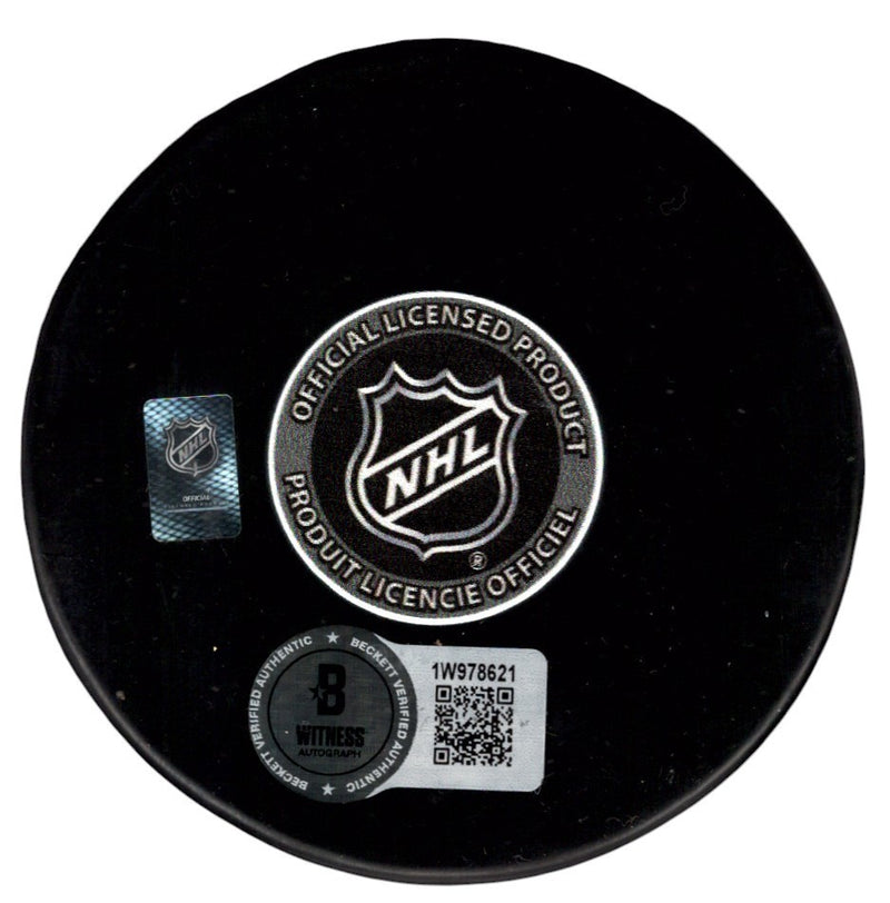 Ken Morrow Signed New York Islanders Puck w/ 4x Cup Inscriptions BAS