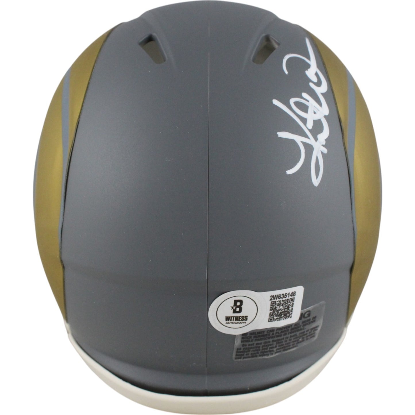 Kurt Warner Autographed Los Angeles Rams Slate Mini Helmet