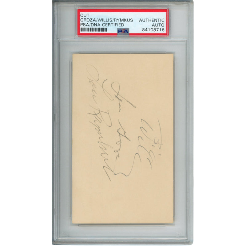 Lou Rymkus, Lou Groza & Bill Willis Signed Cleveland Browns 3x5 PSA Cut