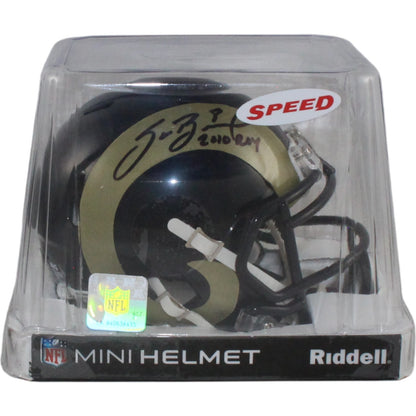 Sam Bradford Signed St. Louis Rams Mini Helmet 2010 ROY Inscription BAS