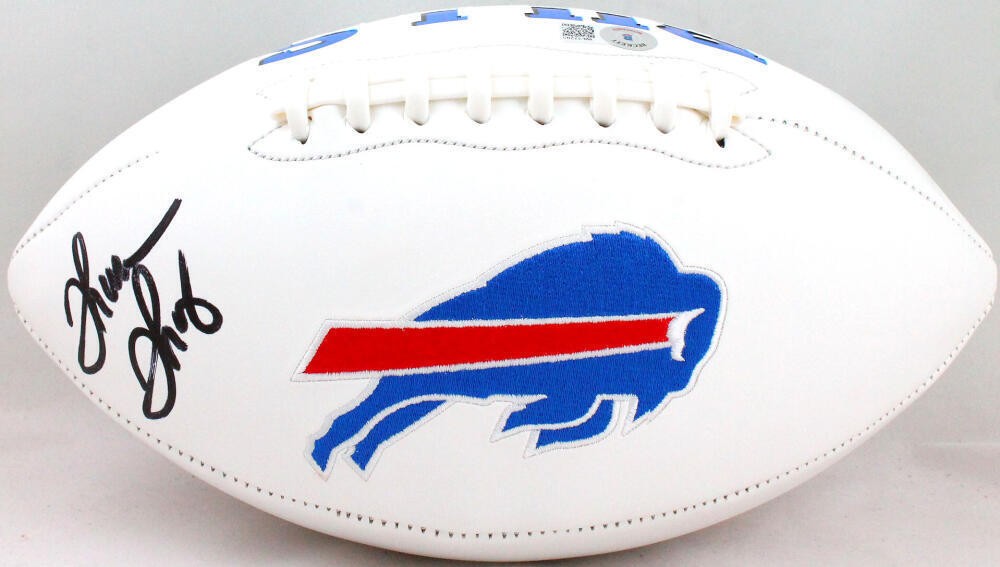 Thurman Thomas Autographed Buffalo Bills Logo Football - Black