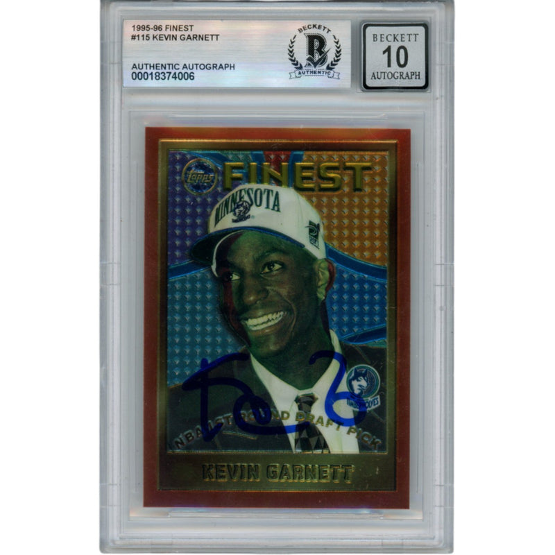 Kevin Garnett Autographed 1995-96 Topps Finest #115 Trading Card