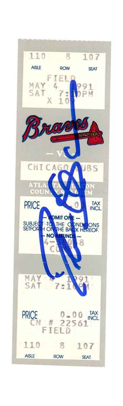 Deion Sanders Signed Atlanta Braves Full Ticket 5/4/1991 vs Cubs (BAS)