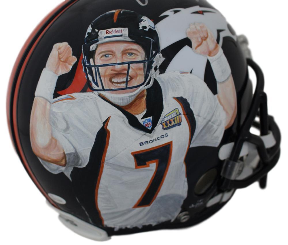 John Elway Denver Broncos Autographed Authentic Painted Art Helmet JSA