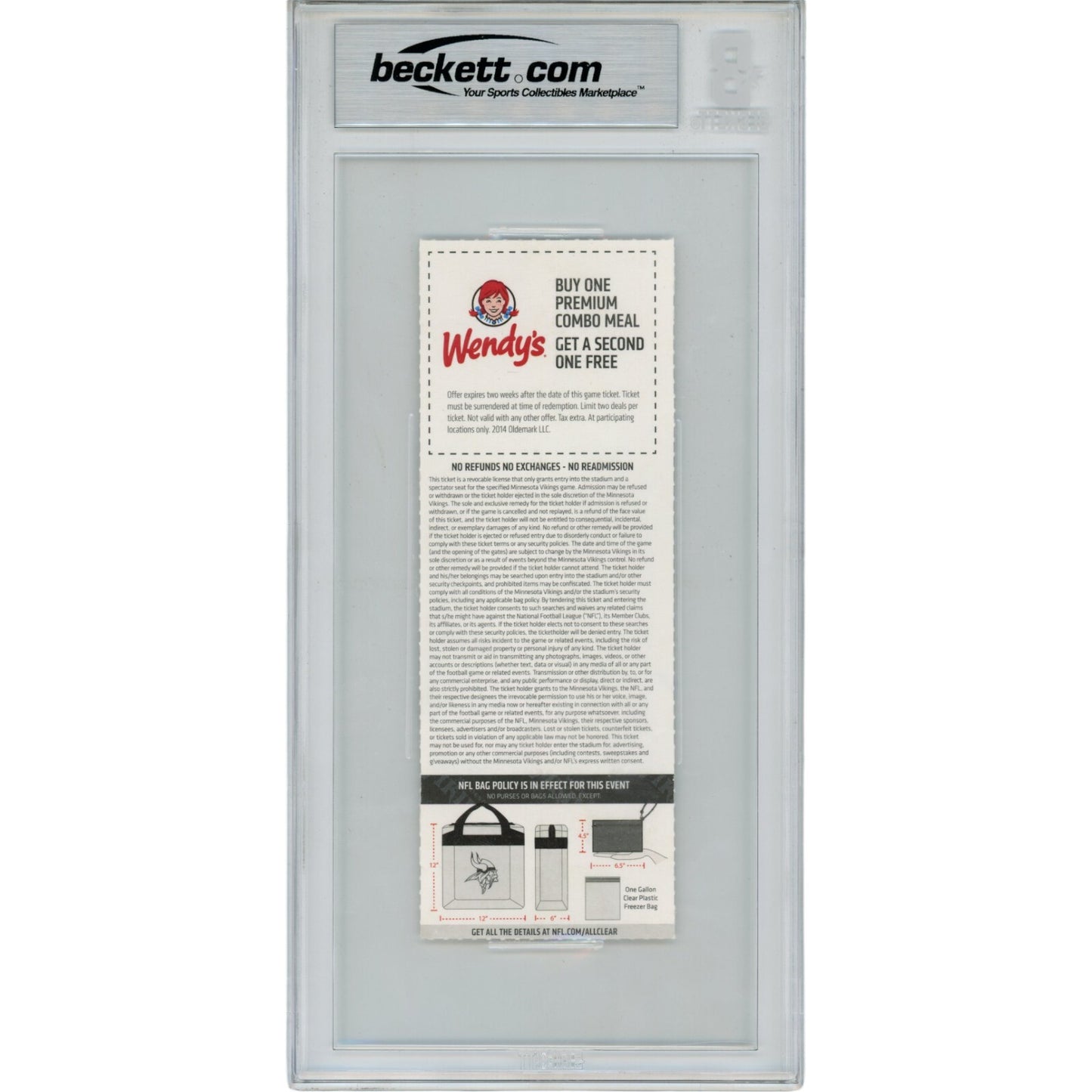 Adrian Peterson Autographed Minnesota Vikings Ticket Stub (9/14/2014)