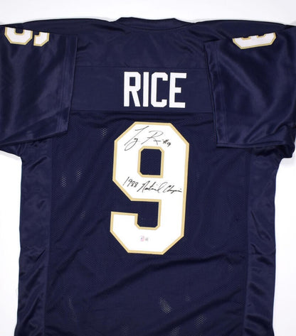 Tony Rice Signed Notre Dame Style Navy Blue Jersey